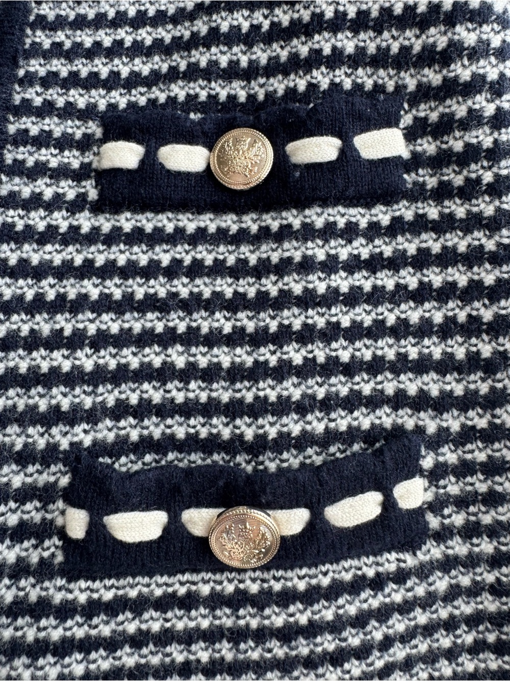 Elie Tahari Navy and White Alta Cardigan Wool/Cashmere - Picture 9 of 12